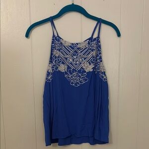 Blue Embroidered Women's Top